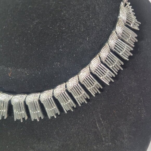 Vintage Sarah Coventry Silver-tone Statement Intricate Fringe Necklace - Picture 2 of 5